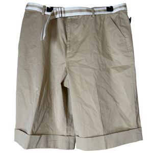NWT Ralph Lauren Active Khaki Bermuda Shorts Womens Sz 16 Belted Preppy Golf